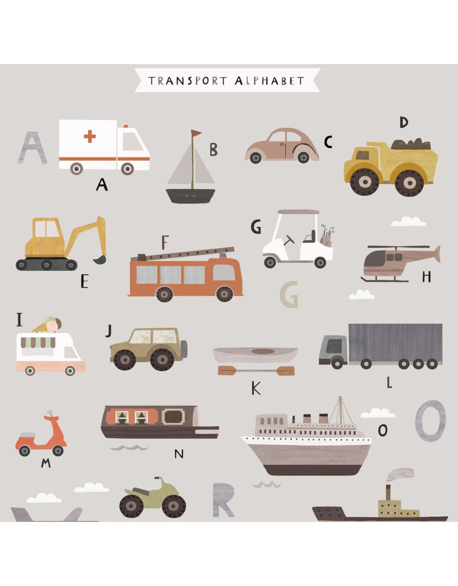 Dear Stella Are We There Yet?, Panel in Fog, 24" Fabric Panel