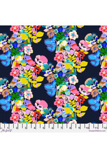 Free Spirit Vibrant Botanica, Plumeria in Night, Fabric Half-Yards