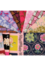 Anna Maria Silhouette, Stitched Dahlia in Cornflower, Linen/Cotton Blend Fabric Half-Yards