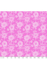 Anna Maria Silhouette, Stitched Dahlia in Fuchsia, Linen/Cotton Blend Fabric Half-Yards