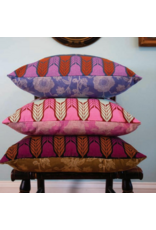 Anna Maria Silhouette, Stitched Dahlia in Fuchsia, Linen/Cotton Blend Fabric Half-Yards