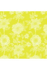 Anna Maria Silhouette, Stitched Dahlia in Sun, Linen/Cotton Blend Fabric Half-Yards