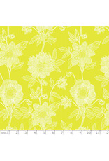 Anna Maria Silhouette, Stitched Dahlia in Sun, Linen/Cotton Blend Fabric Half-Yards