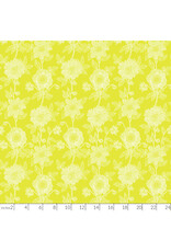 Anna Maria Silhouette, Stitched Dahlia in Sun, Linen/Cotton Blend Fabric Half-Yards