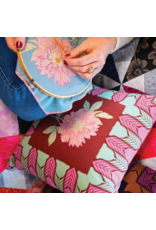 Anna Maria Silhouette, Stitched Dahlia in Sun, Linen/Cotton Blend Fabric Half-Yards