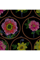 Anna Maria Silhouette, Feeling Hoopful in Black, Linen/Cotton Blend Fabric Half-Yards