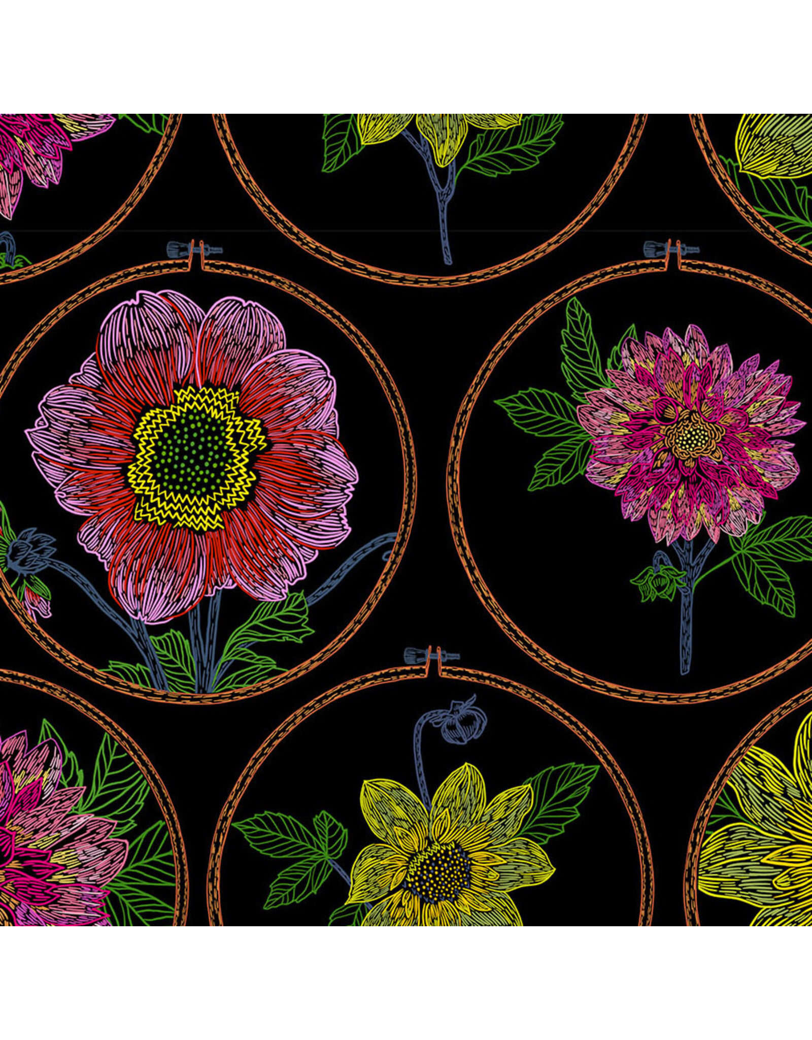 Anna Maria Silhouette, Feeling Hoopful in Black, Linen/Cotton Blend Fabric Half-Yards