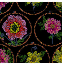 Anna Maria Silhouette, Feeling Hoopful in Black, Linen/Cotton Blend Fabric Half-Yards