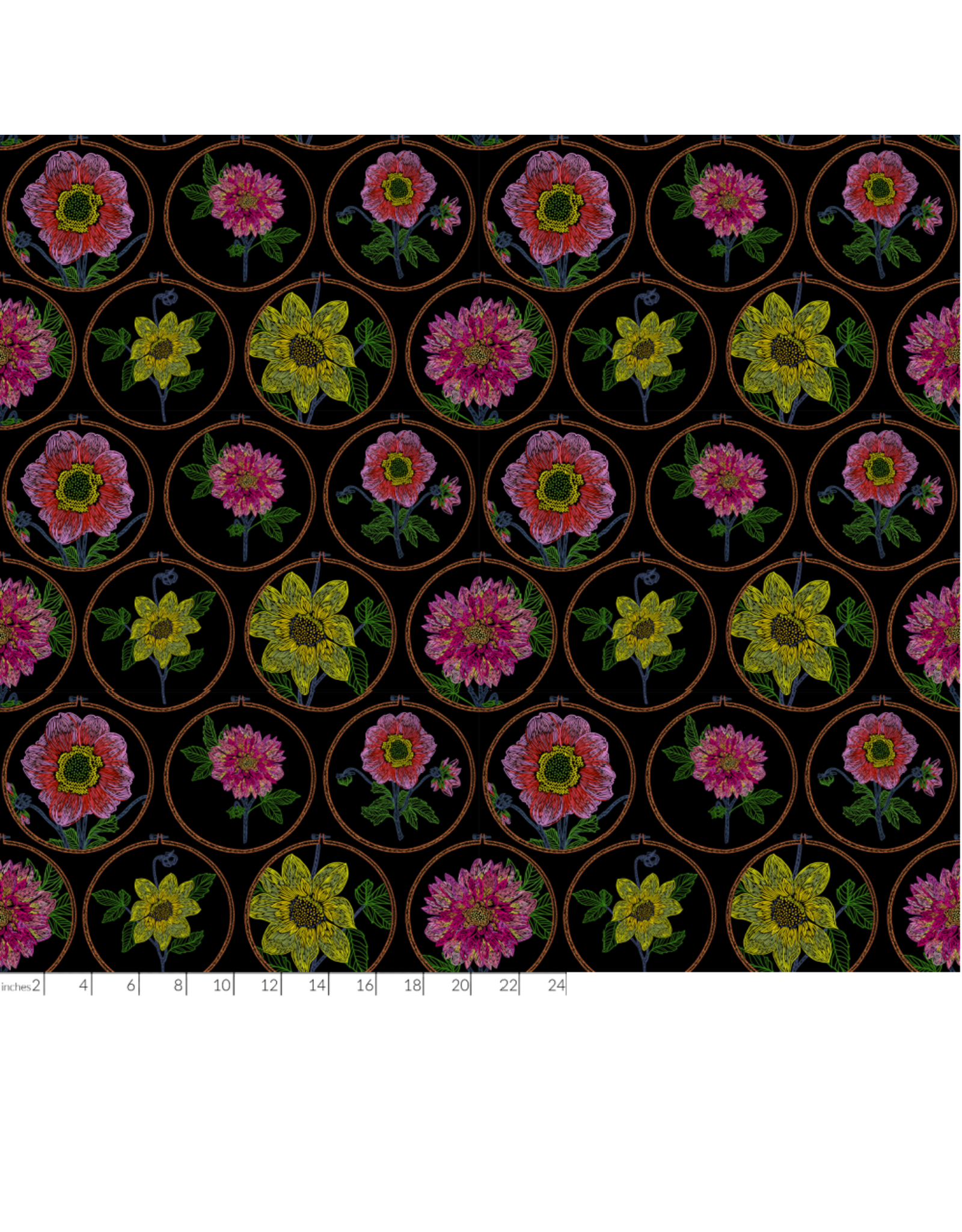 Anna Maria Silhouette, Feeling Hoopful in Black, Linen/Cotton Blend Fabric Half-Yards