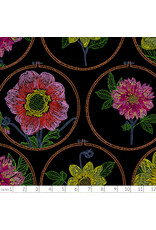 Anna Maria Silhouette, Feeling Hoopful in Black, Linen/Cotton Blend Fabric Half-Yards