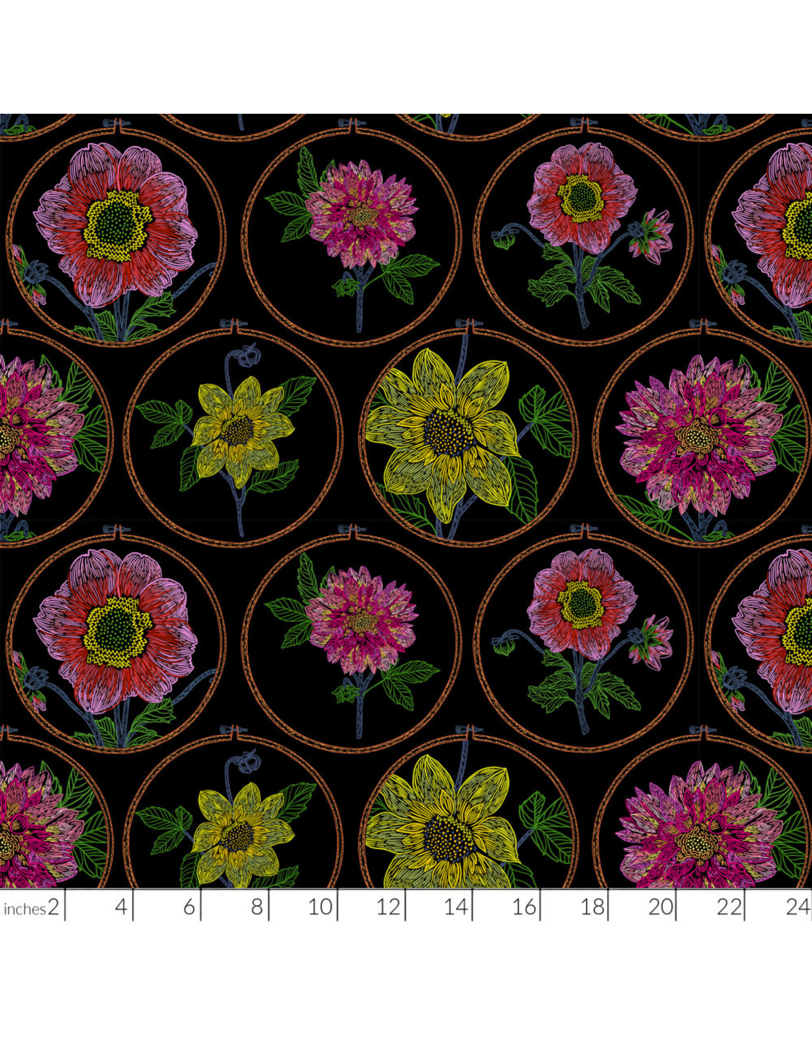 Anna Maria Silhouette, Feeling Hoopful in Black, Linen/Cotton Blend Fabric Half-Yards