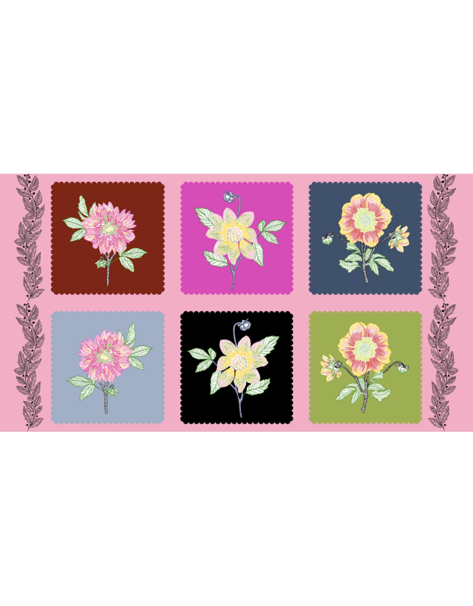 Anna Maria Silhouette, Panel in Multi, Linen/Cotton Blend 24" x 44" Fabric Panel