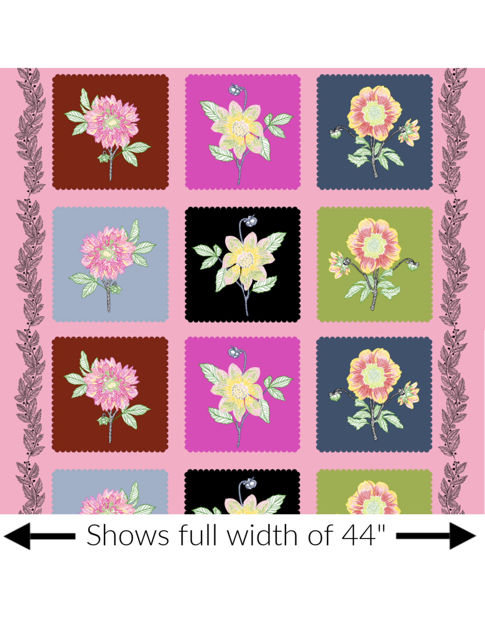 Anna Maria Silhouette, Panel in Multi, Linen/Cotton Blend 24" x 44" Fabric Panel