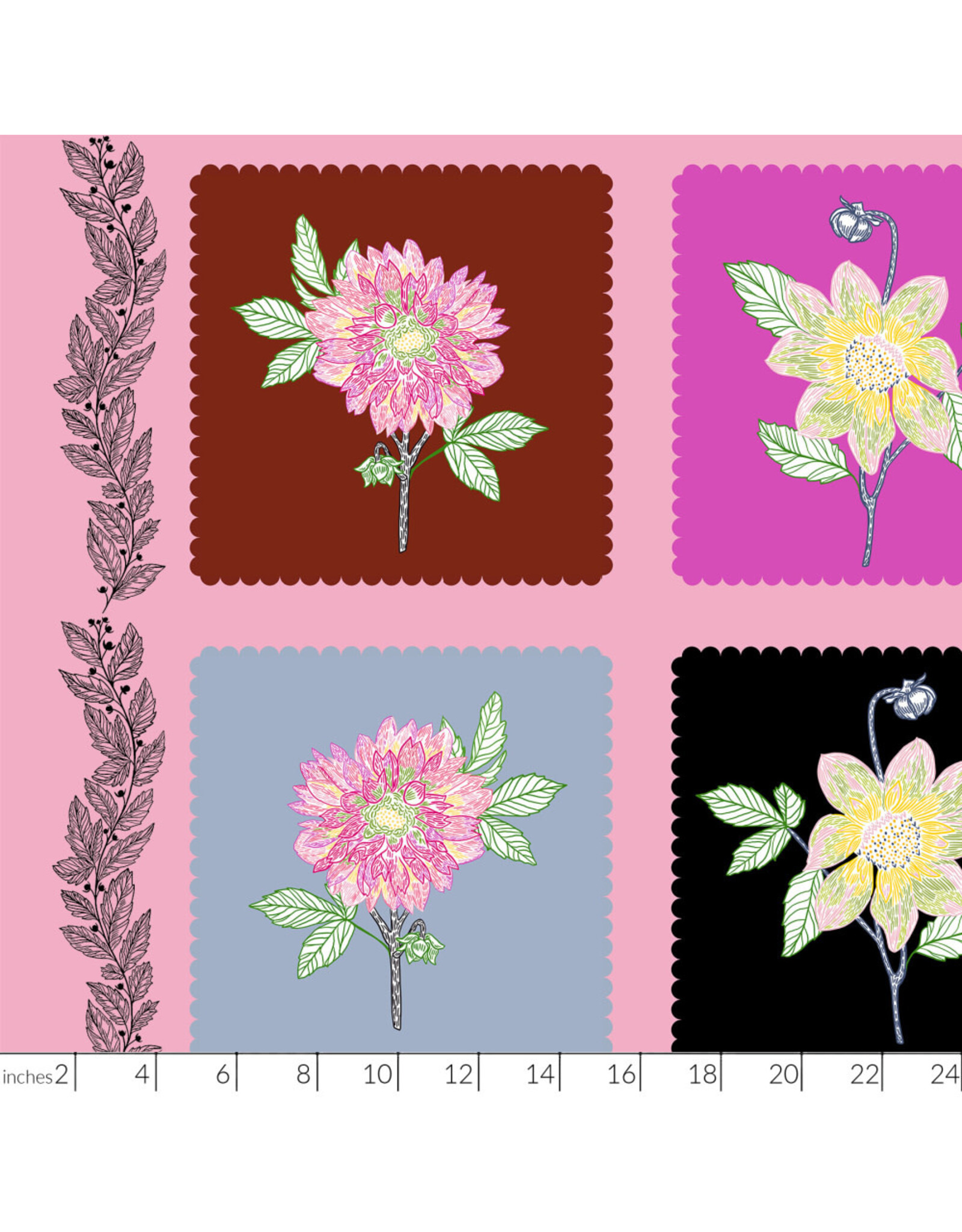 Anna Maria Silhouette, Panel in Multi, Linen/Cotton Blend 24" x 44" Fabric Panel