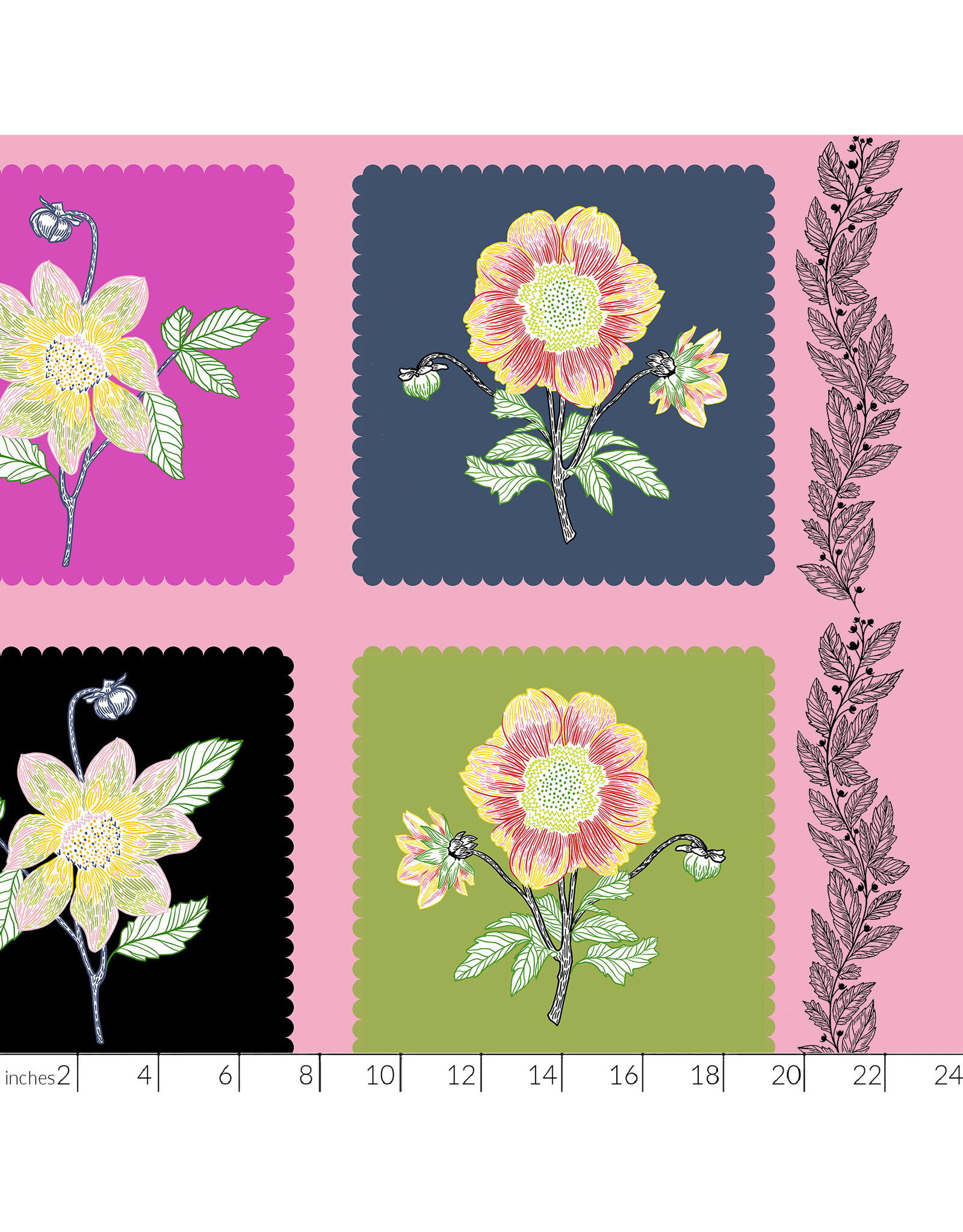 Anna Maria Silhouette, Panel in Multi, Linen/Cotton Blend 24" x 44" Fabric Panel