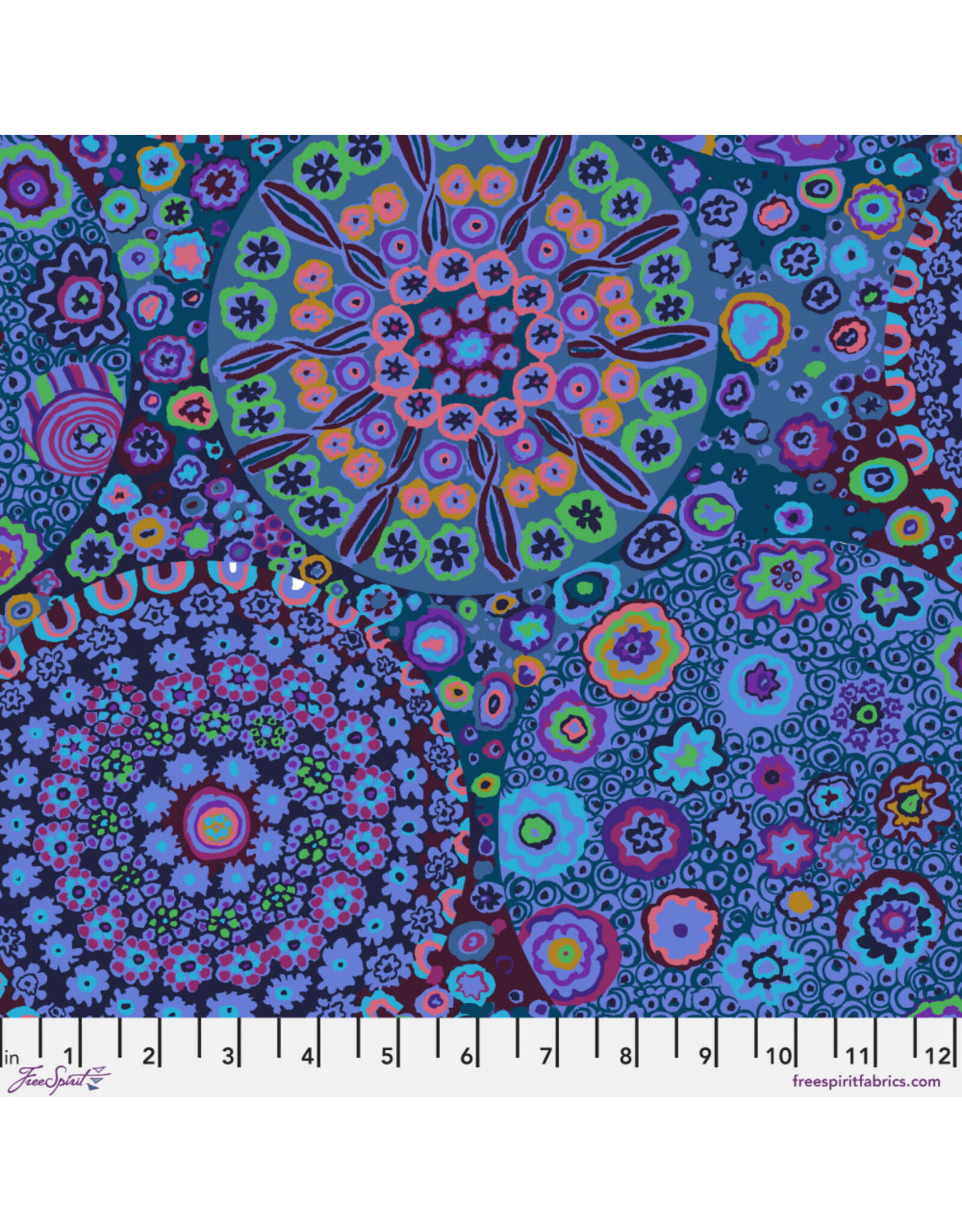 Kaffe Fassett Kaffe Collective Classics, Millefiore in Blue, Fabric Half-Yards