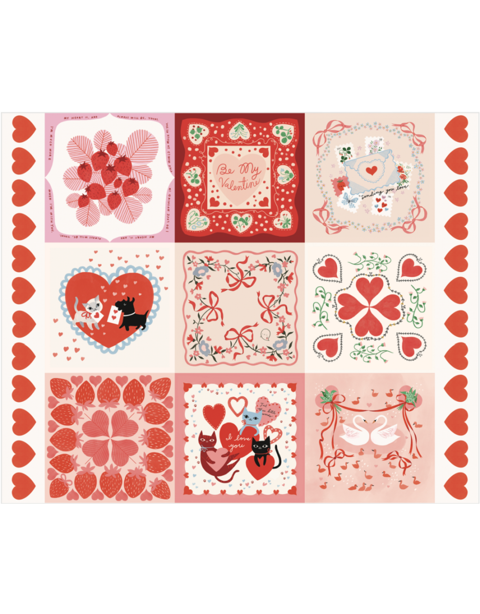 Lizzy House Funny Valentine, 36" x 44" Fabric Panel