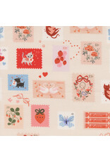 Lizzy House Funny Valentine, Stamps in Champagne,  Fabric Half-Yards