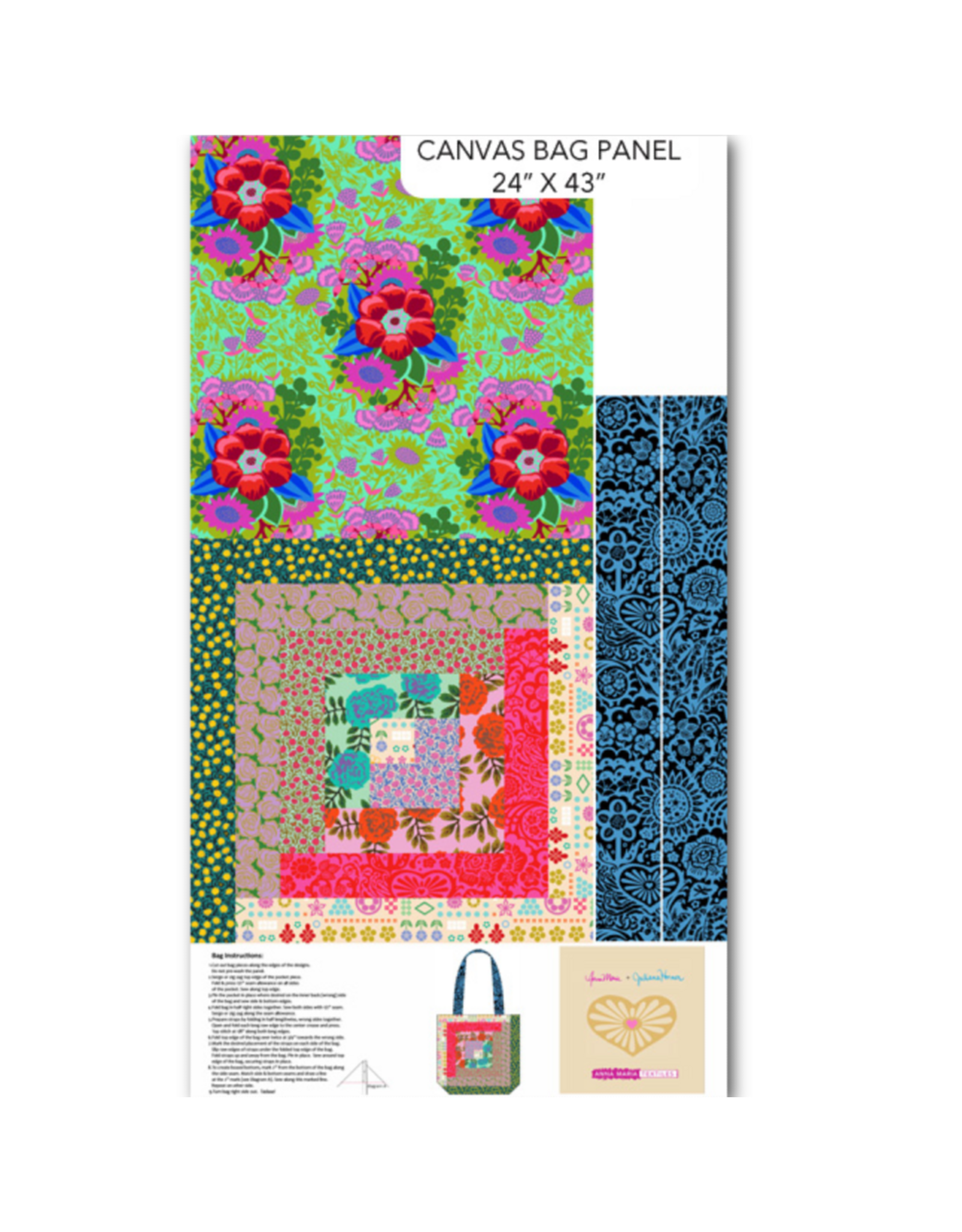 Anna Maria Yesterday, Tote Panel No.1 in Multi, 23” x 42”