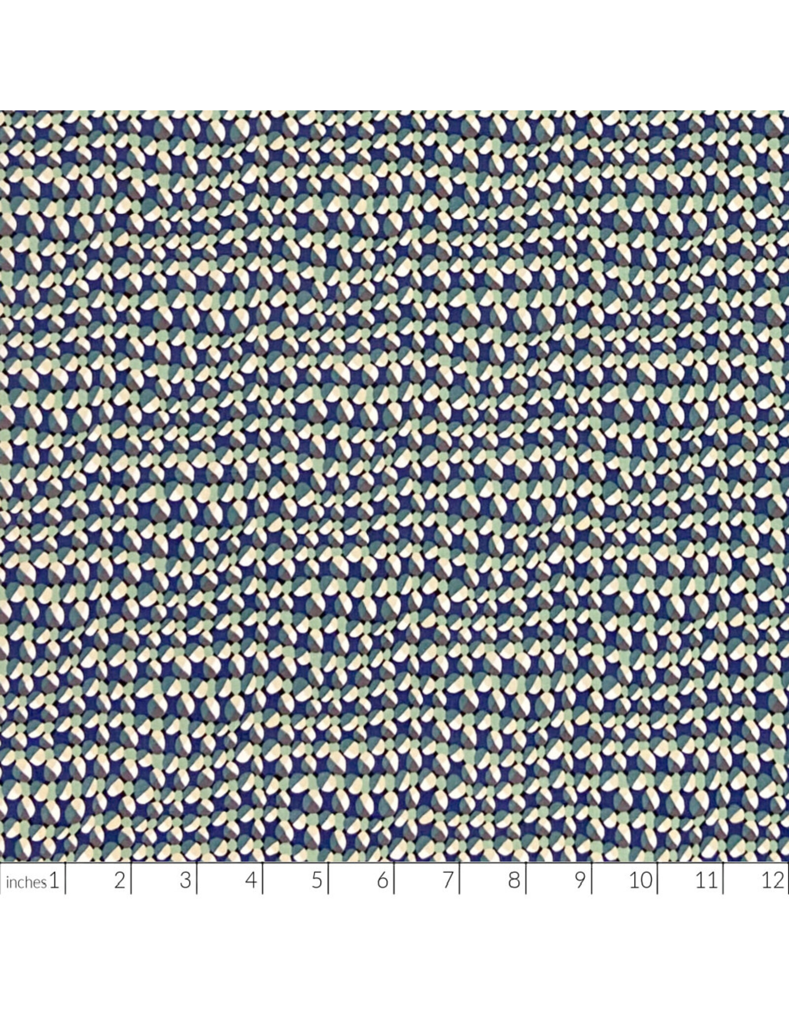 Hokkoh, Japan Cotton Lawn, Abstracts, Geometric in Blue Green, Fabric Half-Yards