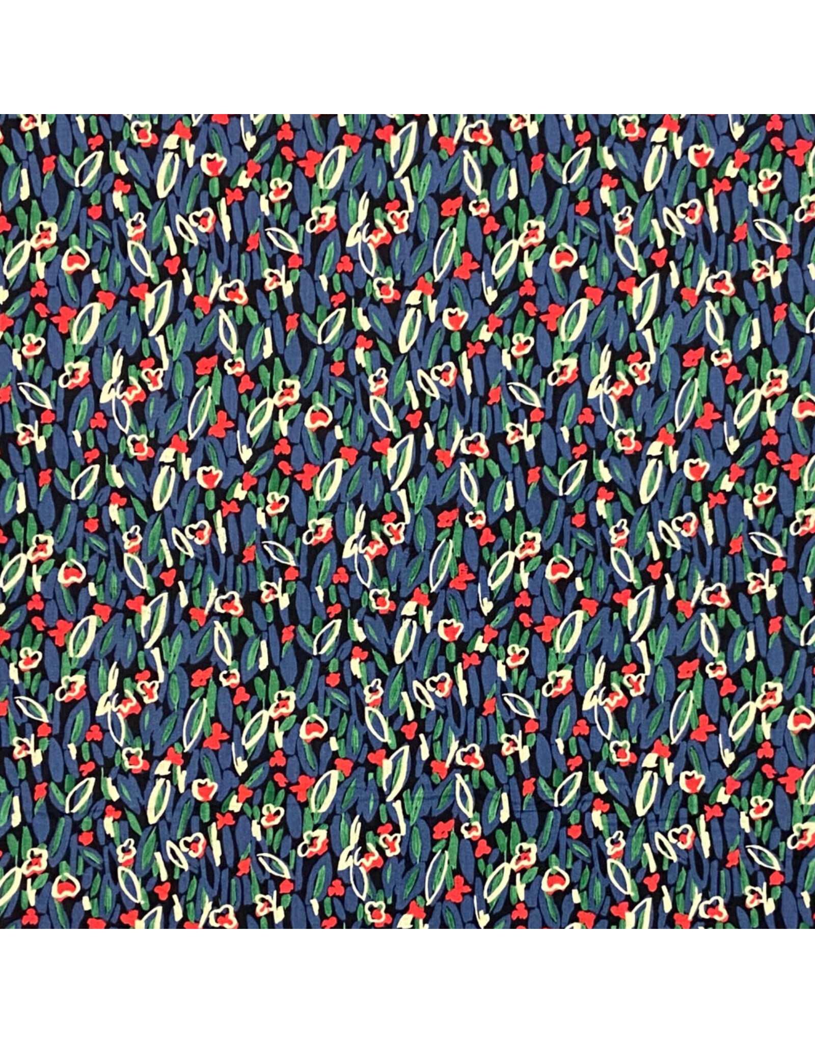Hokkoh, Japan Cotton Lawn, Abstracts, Gestural Floral in Blue, Fabric Half-Yards
