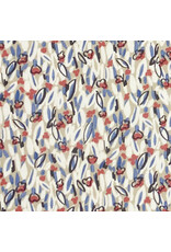 Hokkoh, Japan Cotton Lawn, Abstracts, Gestural Floral in Cream, Fabric Half-Yards