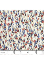 Hokkoh, Japan Cotton Lawn, Abstracts, Gestural Floral in Cream, Fabric Half-Yards