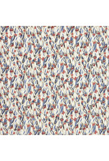 Hokkoh, Japan Cotton Lawn, Abstracts, Gestural Floral in Cream, Fabric Half-Yards