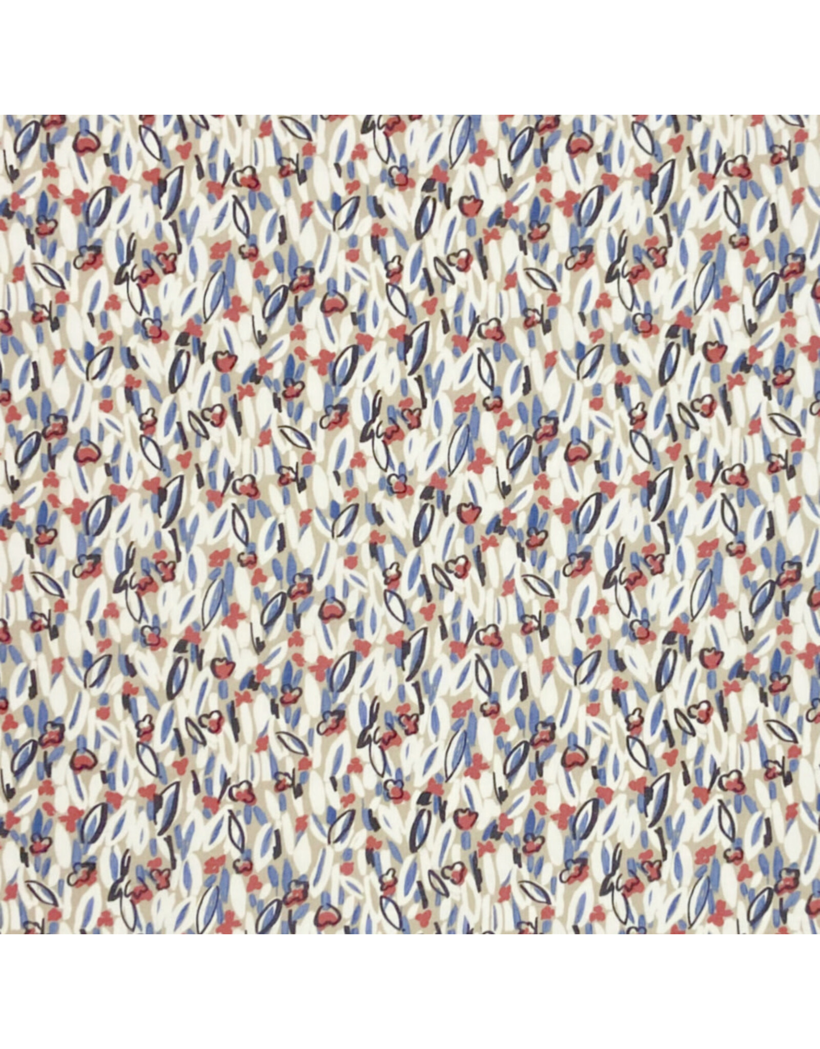 Hokkoh, Japan Cotton Lawn, Abstracts, Gestural Floral in Cream, Fabric Half-Yards