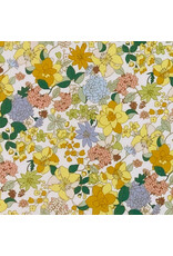 Hokkoh, Japan Cotton Lawn, Florals, Cheerful Pop Flowers in Yellow, Fabric Half-Yards
