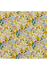 Hokkoh, Japan Cotton Lawn, Florals, Cheerful Pop Flowers in Yellow, Fabric Half-Yards