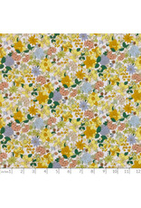 Hokkoh, Japan Cotton Lawn, Florals, Cheerful Pop Flowers in Yellow, Fabric Half-Yards