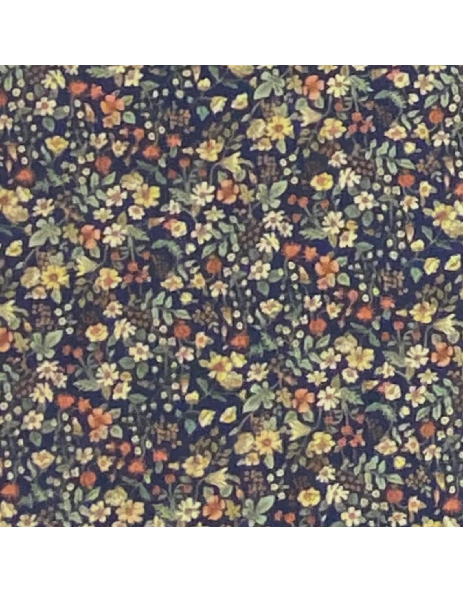 Hokkoh, Japan Cotton Lawn, Florals, Small Cheerful Floral in Navy, Fabric Half-Yards