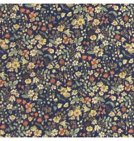 Hokkoh, Japan Cotton Lawn, Florals, Small Cheerful Floral in Navy, Fabric Half-Yards