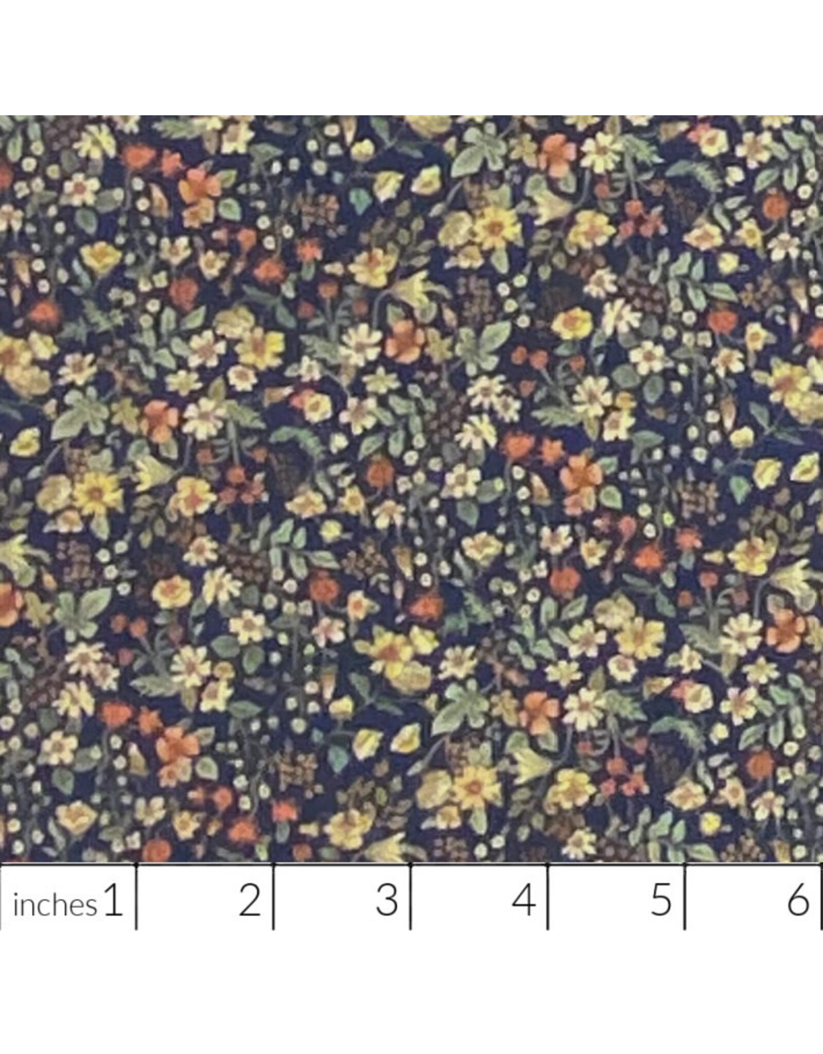 Hokkoh, Japan Cotton Lawn, Florals, Small Cheerful Floral in Navy, Fabric Half-Yards