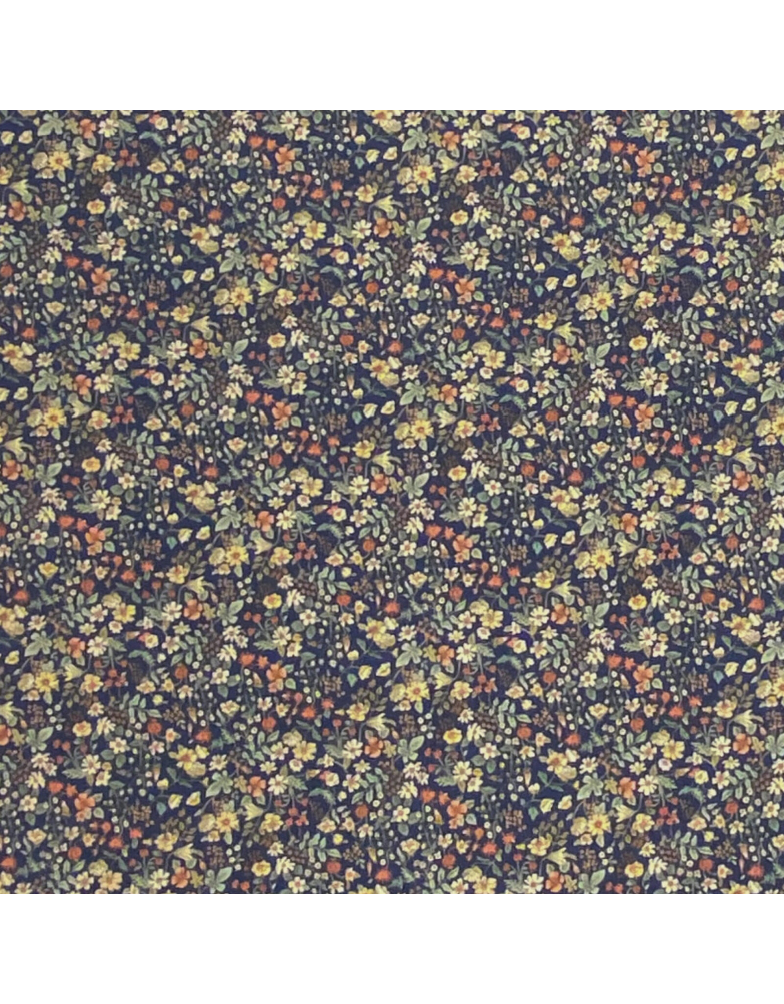 Hokkoh, Japan Cotton Lawn, Florals, Small Cheerful Floral in Navy, Fabric Half-Yards