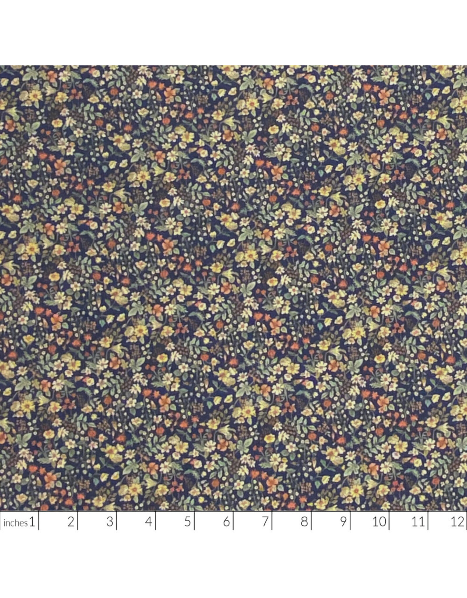 Hokkoh, Japan Cotton Lawn, Florals, Small Cheerful Floral in Navy, Fabric Half-Yards