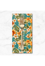 PD's Sevenberry Collection Hawaiian Tropical,  Floral in Aqua, Dinner Napkin