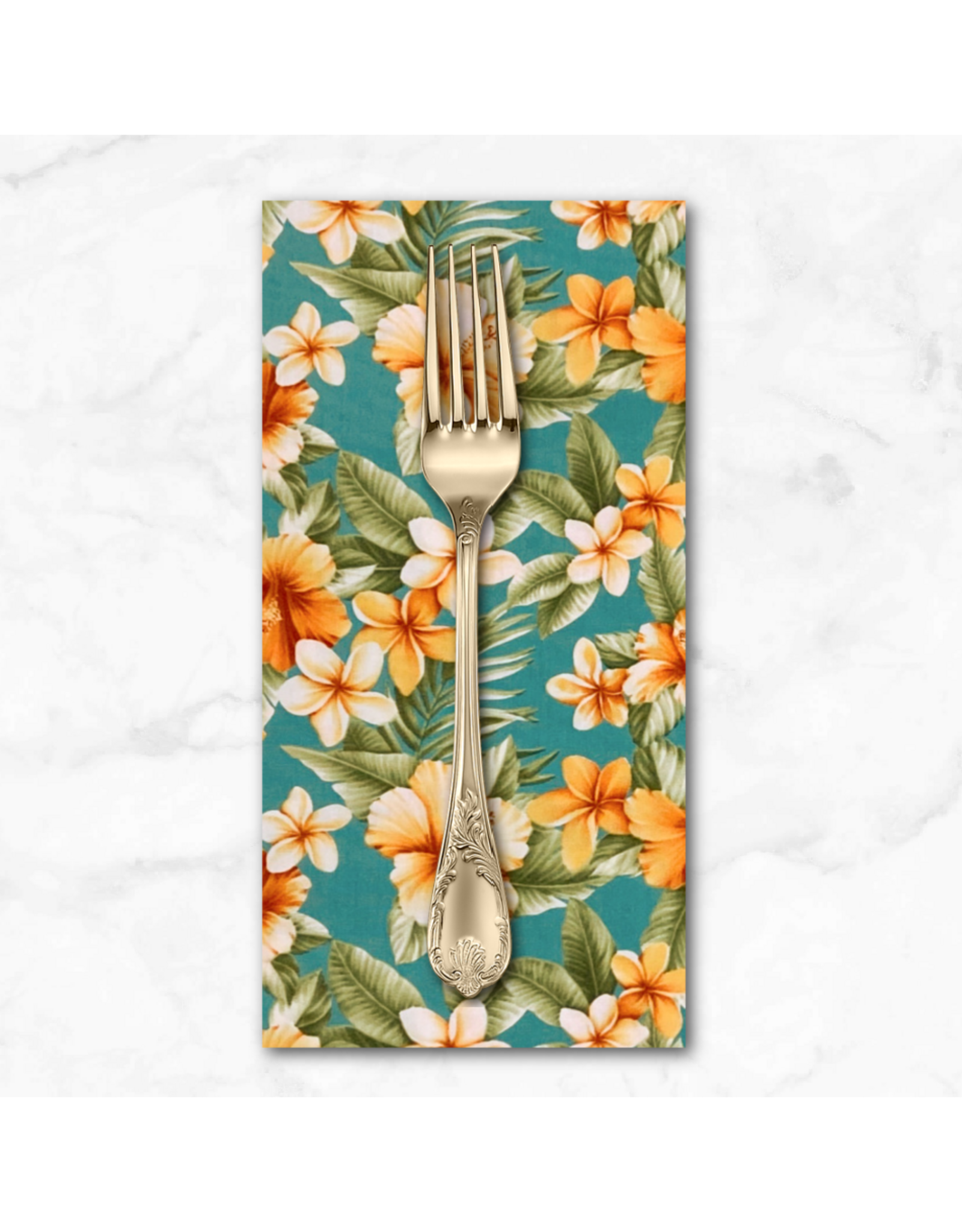 PD's Sevenberry Collection Hawaiian Tropical,  Floral in Aqua, Dinner Napkin