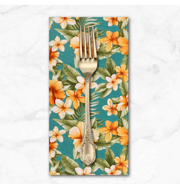 PD's Sevenberry Collection Hawaiian Tropical,  Floral in Aqua, Dinner Napkin