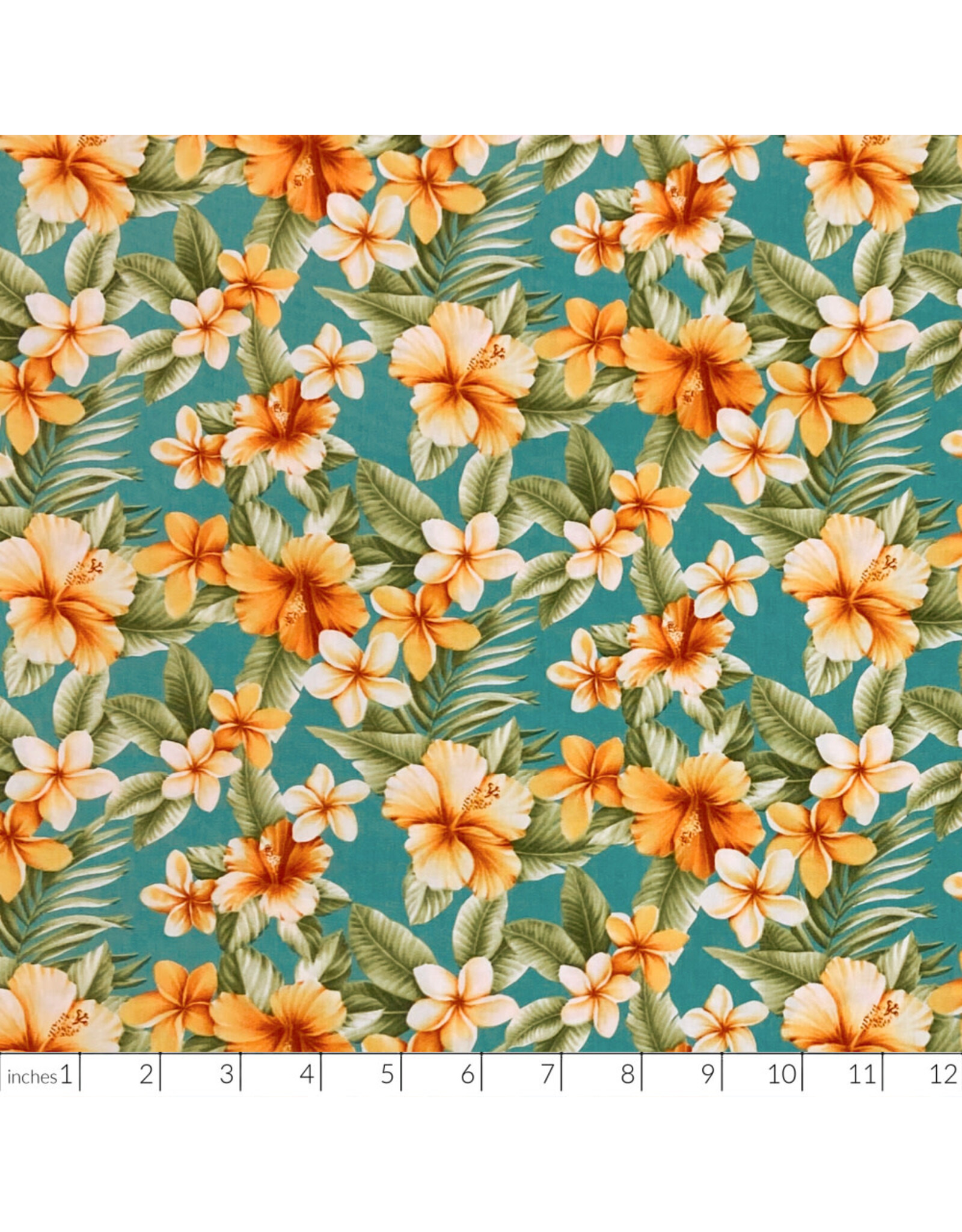 PD's Sevenberry Collection Hawaiian Tropical,  Floral in Aqua, Dinner Napkin