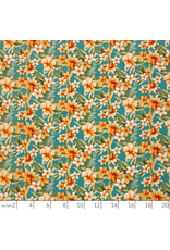 Sevenberry Hawaiian Tropical, Floral in Aqua, Fabric Half-Yards