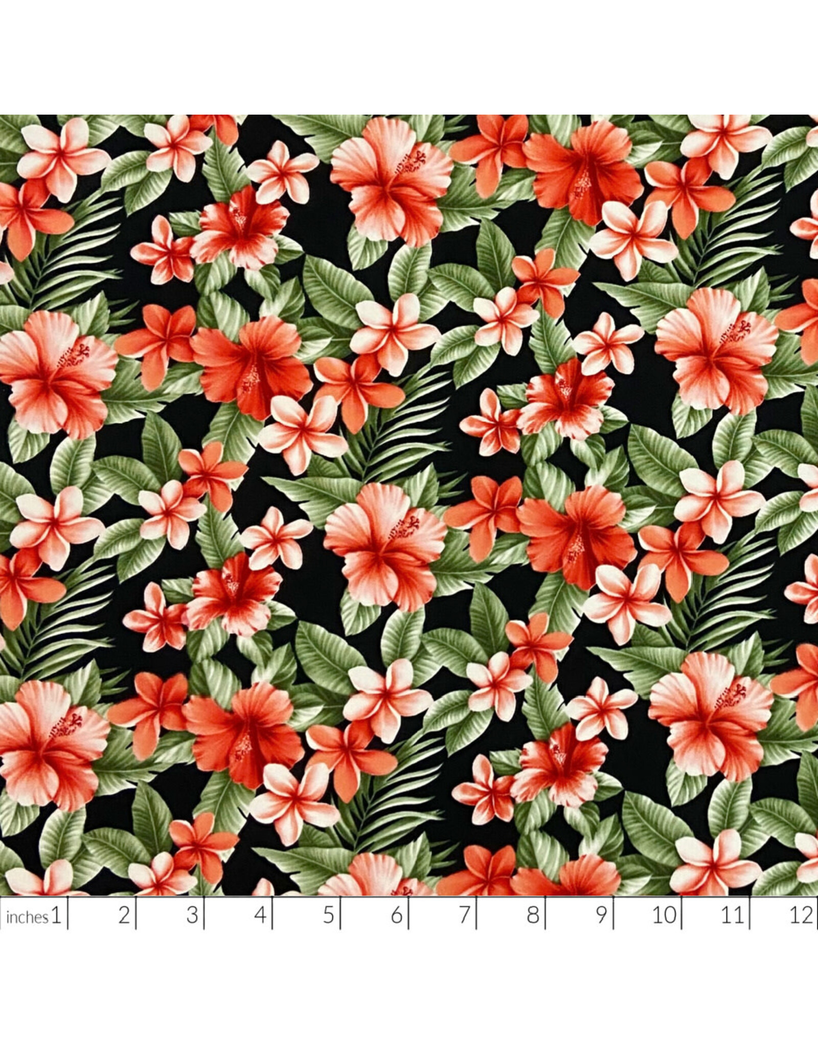 PD's Sevenberry Collection Hawaiian Tropical,  Floral in Black, Dinner Napkin