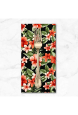 PD's Sevenberry Collection Hawaiian Tropical,  Floral in Black, Dinner Napkin