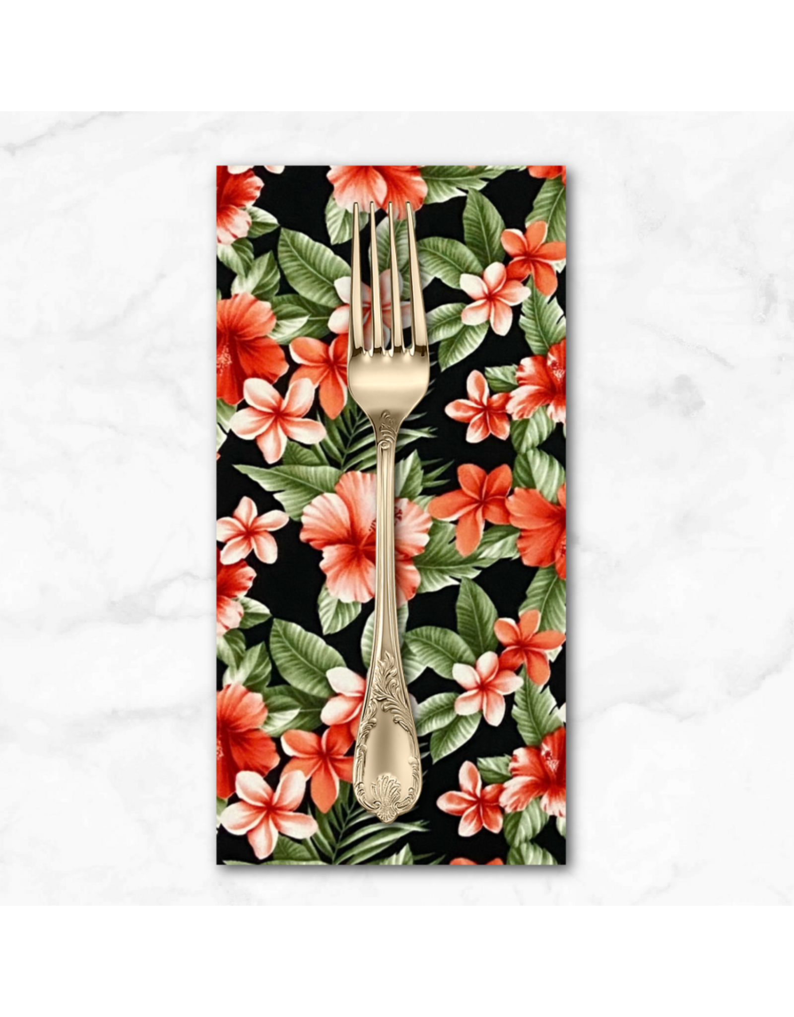 PD's Sevenberry Collection Hawaiian Tropical,  Floral in Black, Dinner Napkin