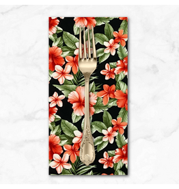 PD's Sevenberry Collection Hawaiian Tropical,  Floral in Black, Dinner Napkin