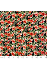 Sevenberry Hawaiian Tropical, Floral in Black, Fabric Half-Yards