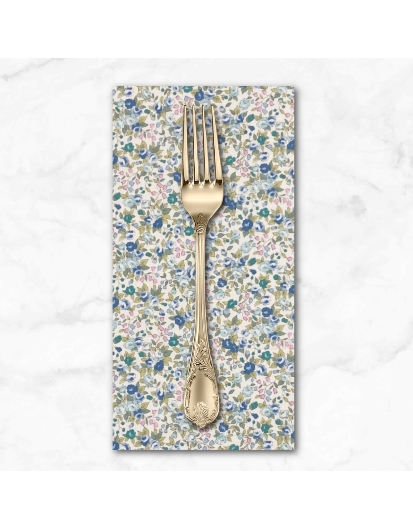 PD's Sevenberry Collection Cheerful,  Rose Floral in Blue , Dinner Napkin