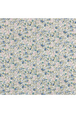 Sevenberry Cheerful, Rose Floral in Blue, Fabric Half-Yards