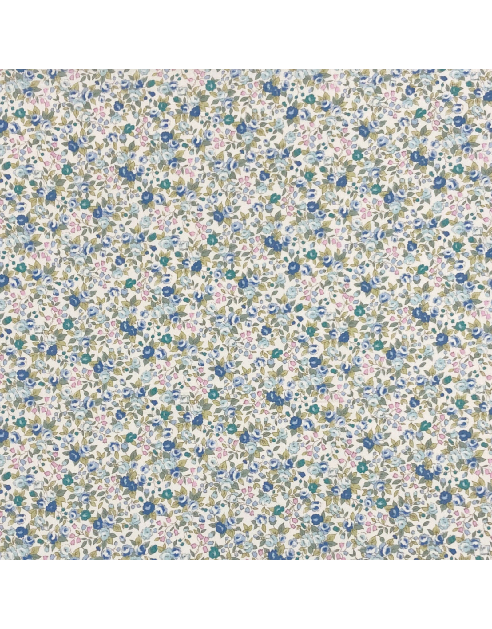 Sevenberry Cheerful, Rose Floral in Blue, Fabric Half-Yards